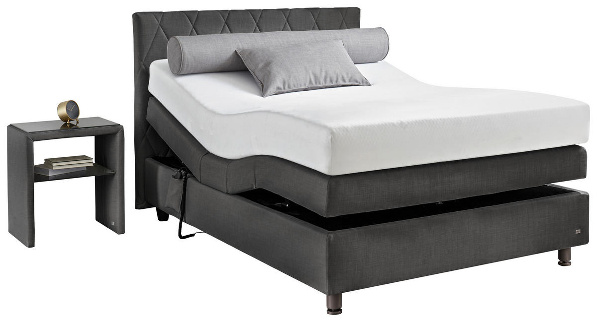 BOXSPRINGBETT 140/200 cm  in Dunkelgrau  - Dunkelgrau/Schwarz, KONVENTIONELL, Kunststoff/Textil (140/200cm) - RUF Betten