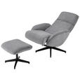 RELAXSESSELSET inkl. Funktion Cord Relaxfunktion, Hocker    - Dunkelgrau/Schwarz, Design, Textil/Metall (75/106/74cm) - Xora