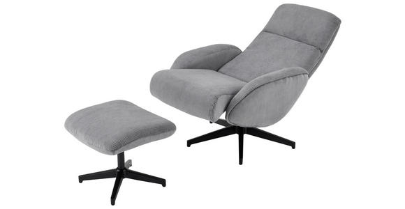 RELAXSESSELSET inkl. Funktion Cord Relaxfunktion, Hocker - Dunkelgrau/Schwarz, Design, Textil/Metall (75/106/74cm) - Xora
