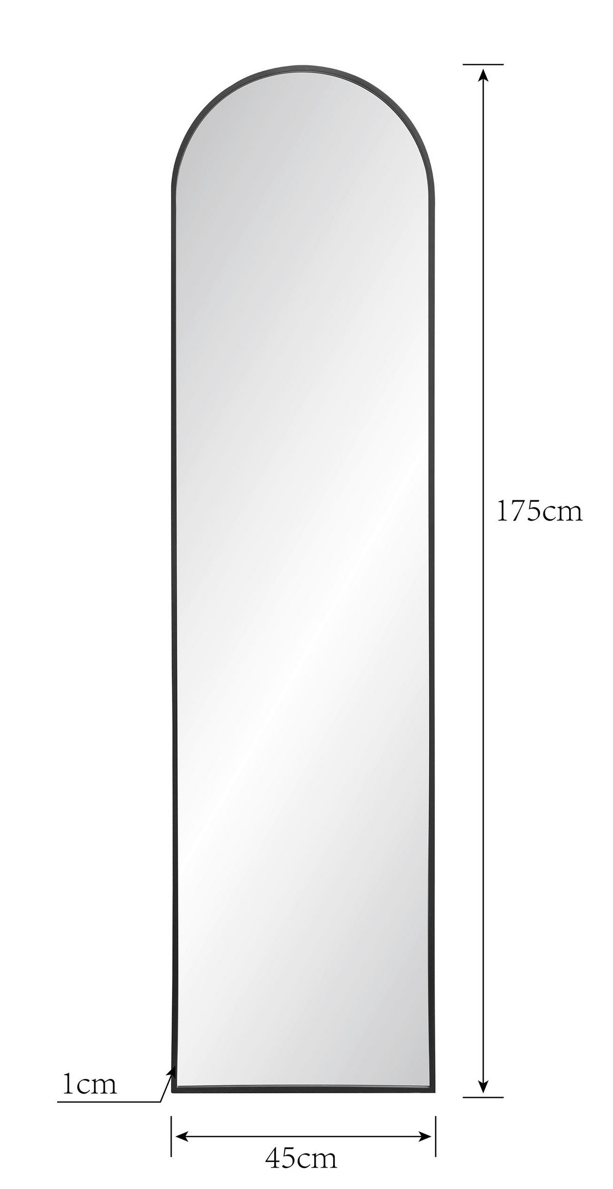 WANDSPIEGEL 45/175/2,5 cm    in  - Schwarz, Trend, Glas/Holzwerkstoff (45/175/2,5cm) - Xora