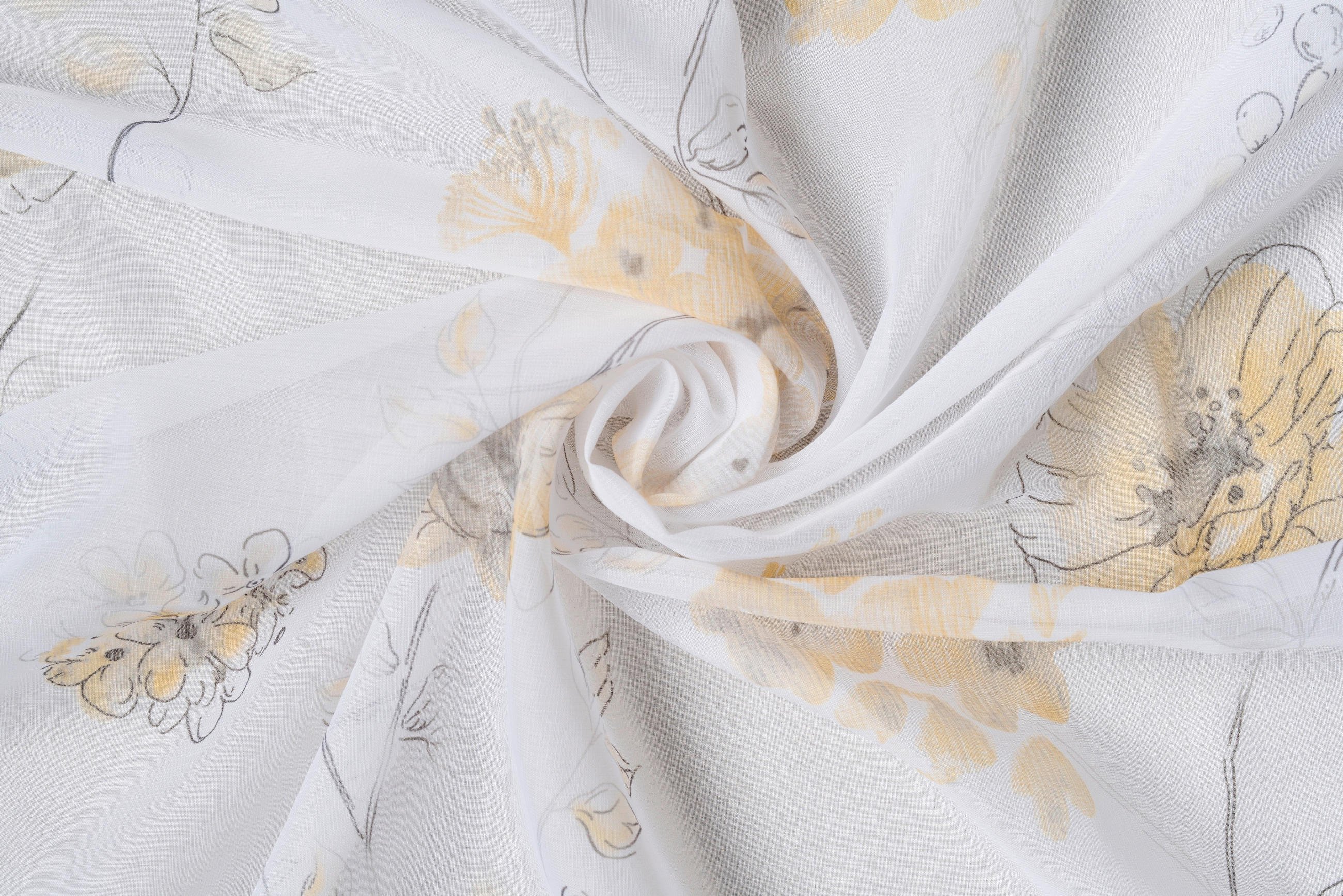 Material Perdele Și Draperii transparent  - galben muștar, Basics, textil (300cm)