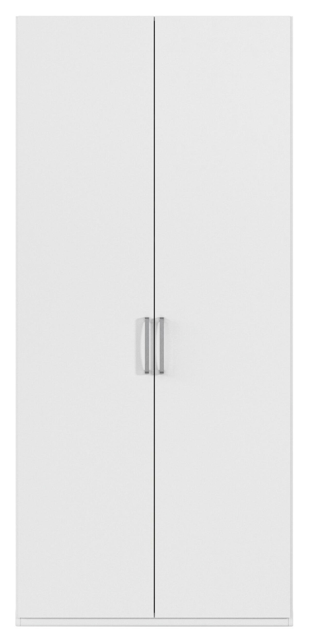 DREHTÜRENSCHRANK 101/235/61 cm,  in Weiß, 2-türig  - Edelstahlfarben/Weiß, Basics, Holzwerkstoff/Metall (101/235/61cm) - Novel