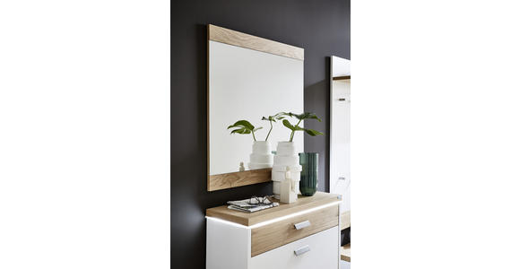 SCHUHSCHRANK 92/96/31 cm - Eichefarben/Silberfarben, Design, Holz/Holzwerkstoff (92/96/31cm) - Dieter Knoll
