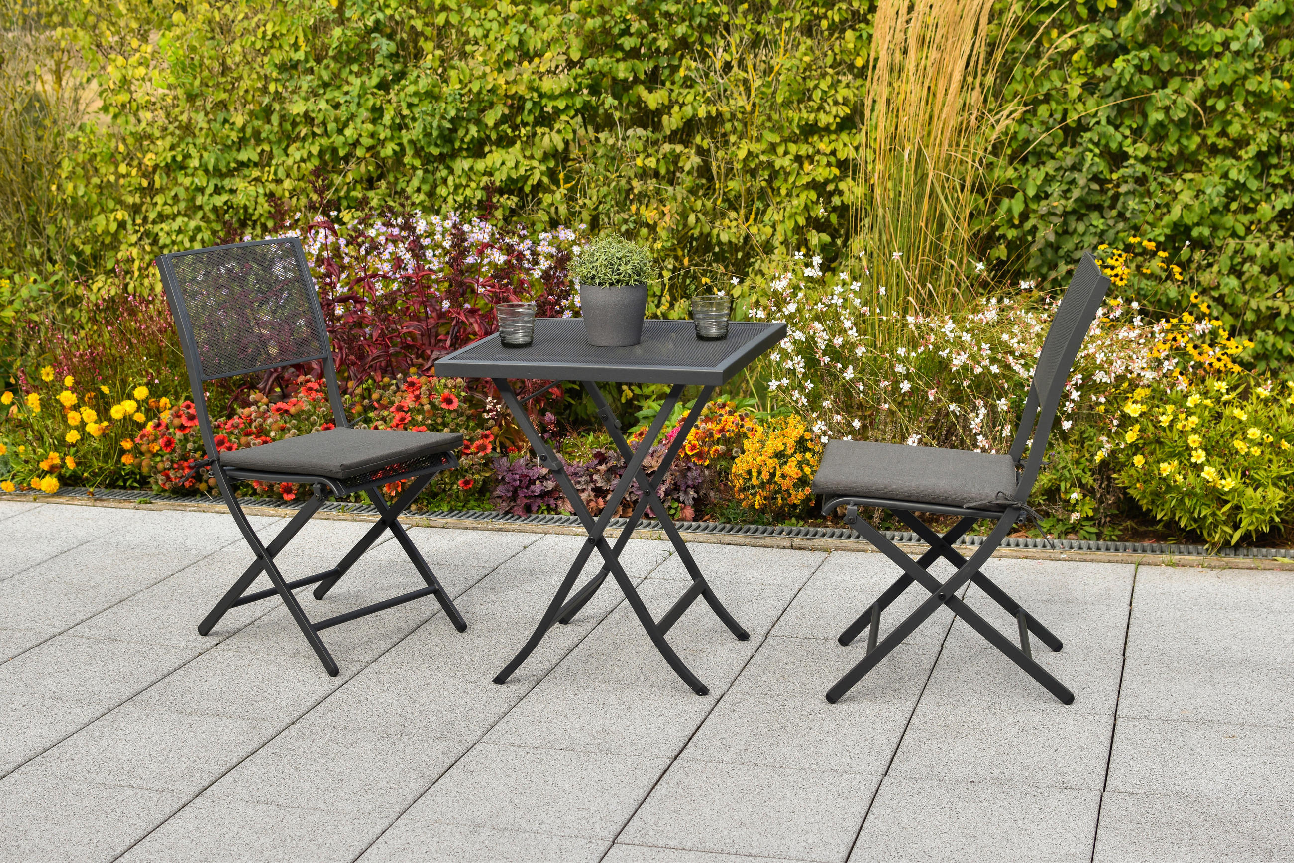 BALKONSET  - Graphitfarben/Grau, MODERN, Kunststoff/Metall - Gardenson