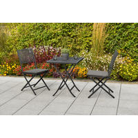 BALKONSET  5-teilig  - Graphitfarben/Grau, MODERN, Kunststoff/Metall - Gardenson