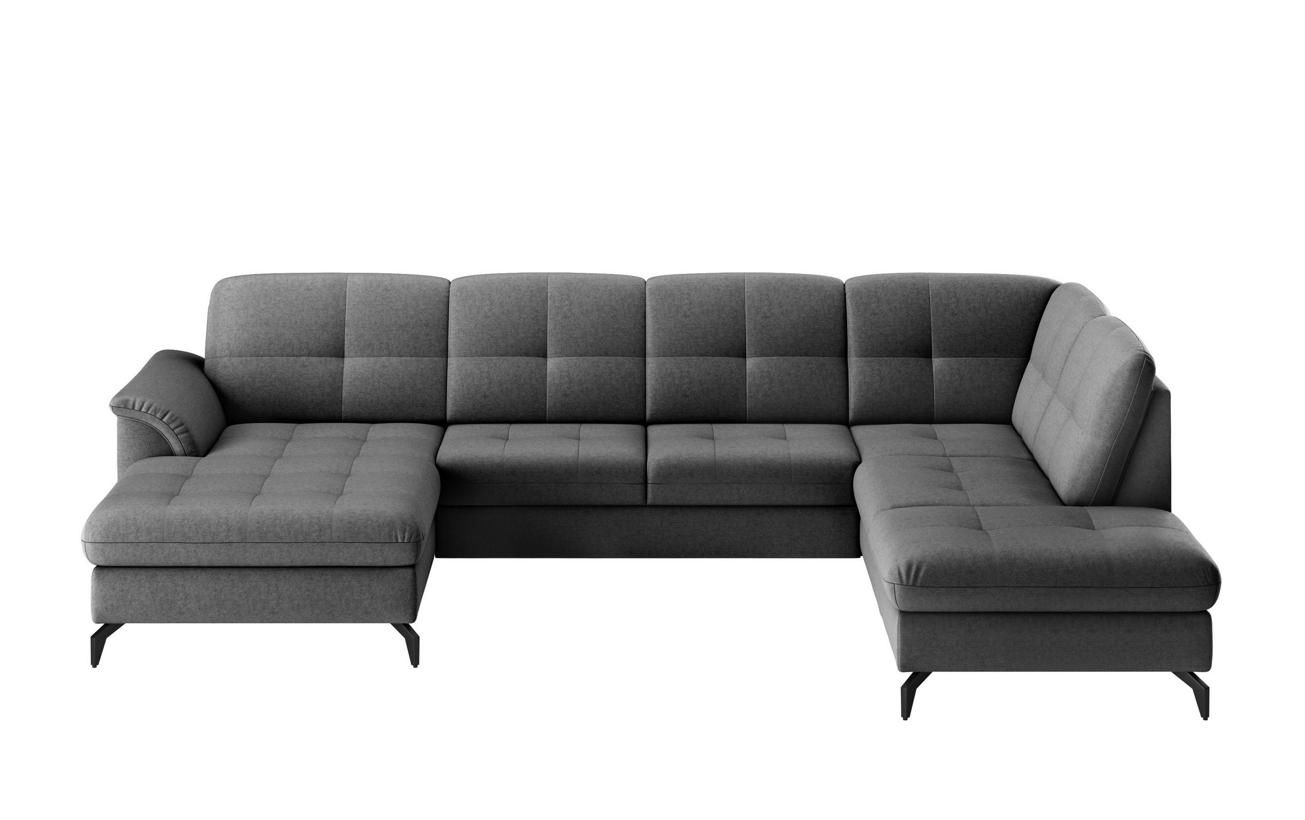 WOHNLANDSCHAFT in Flachgewebe Dunkelgrau  - Dunkelgrau/Schwarz, Modern, Textil/Metall (164/319/212cm) - Sit & More