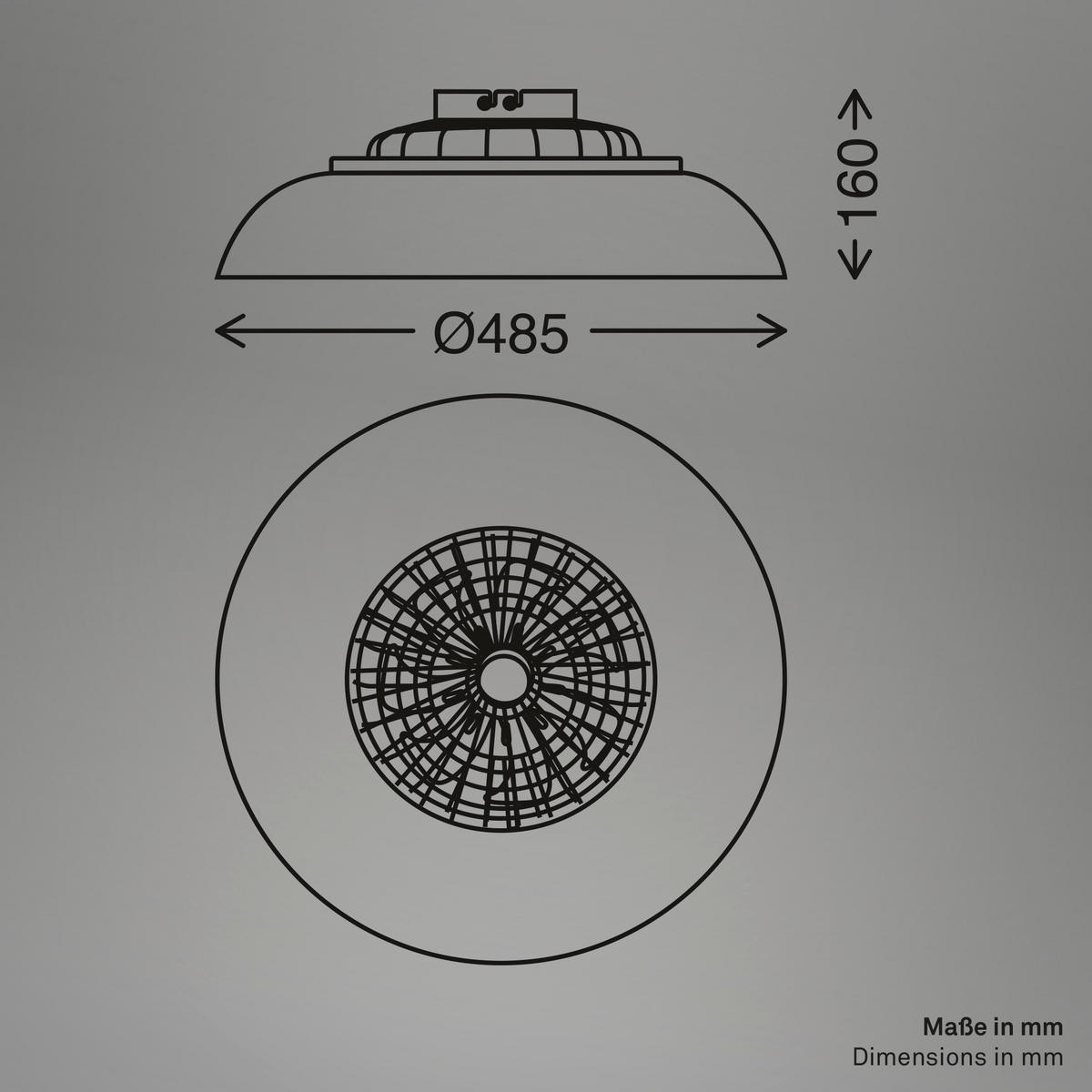 Deckenleuchte mit Ventilator 48,5/16 cm  - Schwarz/Weiß, Design, Kunststoff (48,5/16cm)