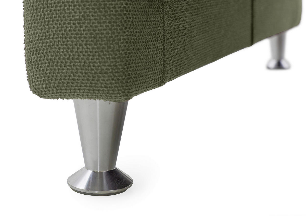 3-SITZER-SOFA in Flachgewebe Grün  - Alufarben/Grün, MODERN, Textil/Metall (196/103/89cm) - Pure Home Comfort
