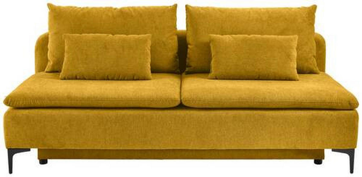 SCHLAFSOFA in Flachgewebe Gelb  - Gelb/Schwarz, Design, Textil/Metall (203/75/100cm) - MID.YOU