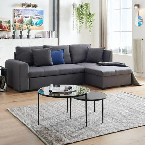 Thumbnail - Xora Ecksofa, Grau, Textil, 3-Sitzer, Füllung: Schaumstoff, Ottomane rechts, L-Form, 238x158 cm, Made in EU, Liegefunkti...