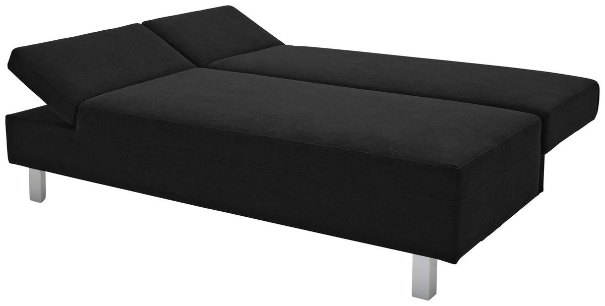 SCHLAFSOFA  mit Stoffauswahl, Schlafen auf Sitzhöhe, Armteil links Flachgewebe Schwarz  - Chromfarben/Schwarz, Design, Holz/Textil (205/77-93/99cm) - Novel