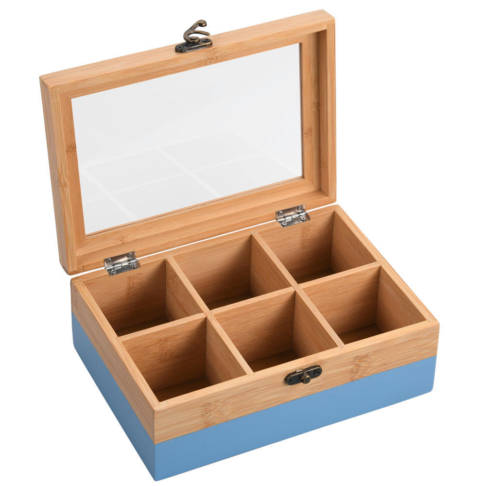 TEEBOX - Eichefarben/Hellblau, Basics, Naturmaterialien (21.5/15/8.5cm) - Kesper