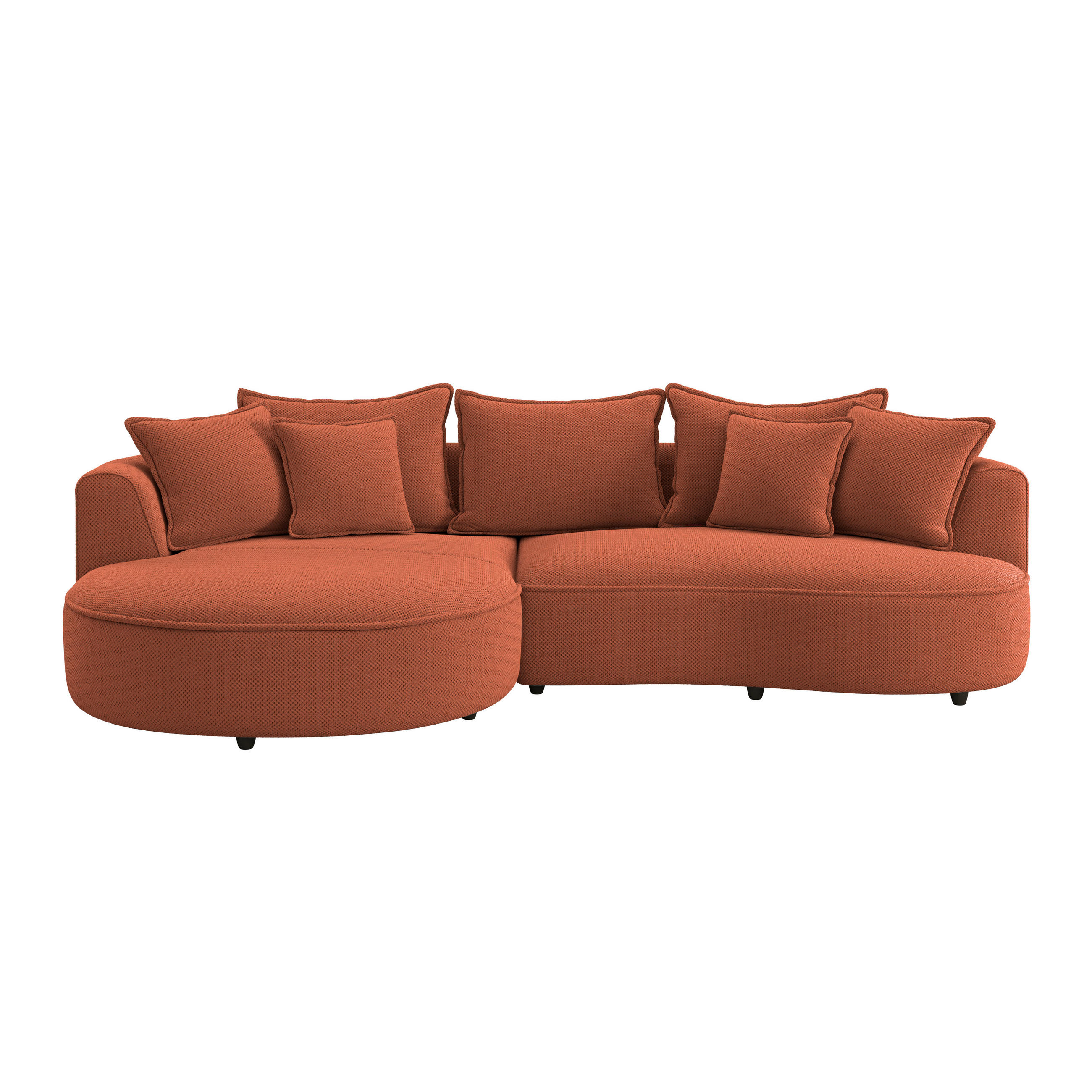 ECKSOFA in Velours, Struktur Terracotta  - Terracotta/Schwarz, Modern, Kunststoff/Textil (168/287cm) - Livetastic