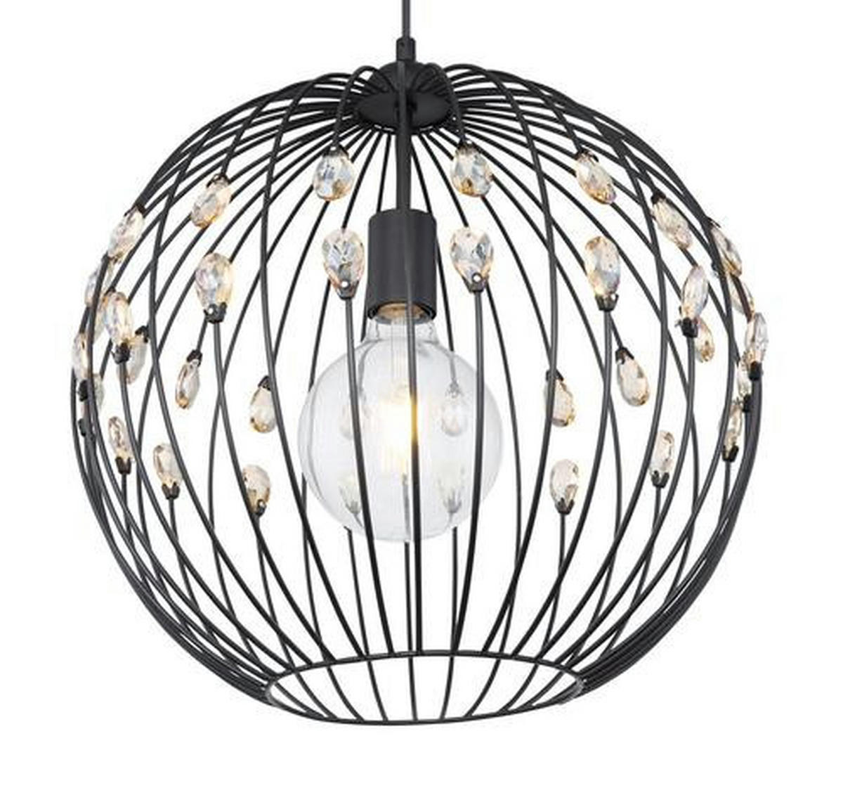 VISEČA SVETILKA        40/120 cm     60 W E27 - črna, Basics, kovina/steklo (40/120cm) - Globo