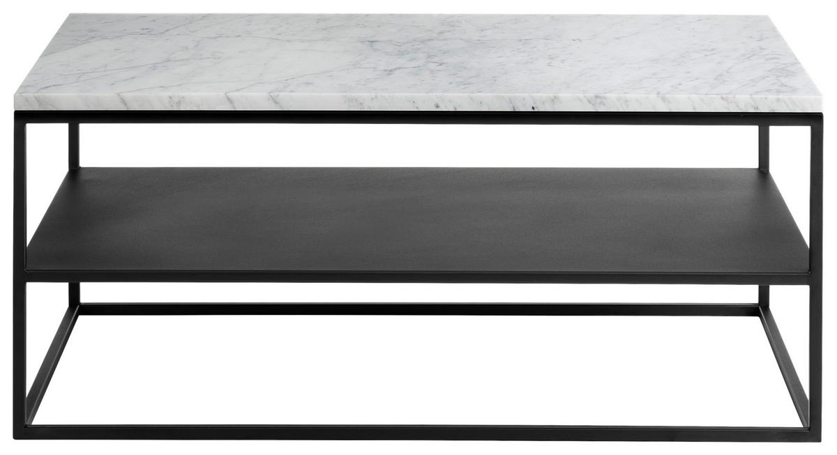 COUCHTISCH in Metall 100/60/41,5 cm  - Weiss/Schwarz, Design, Stein/Metall (100/60/41,5cm) - Johann Jakob