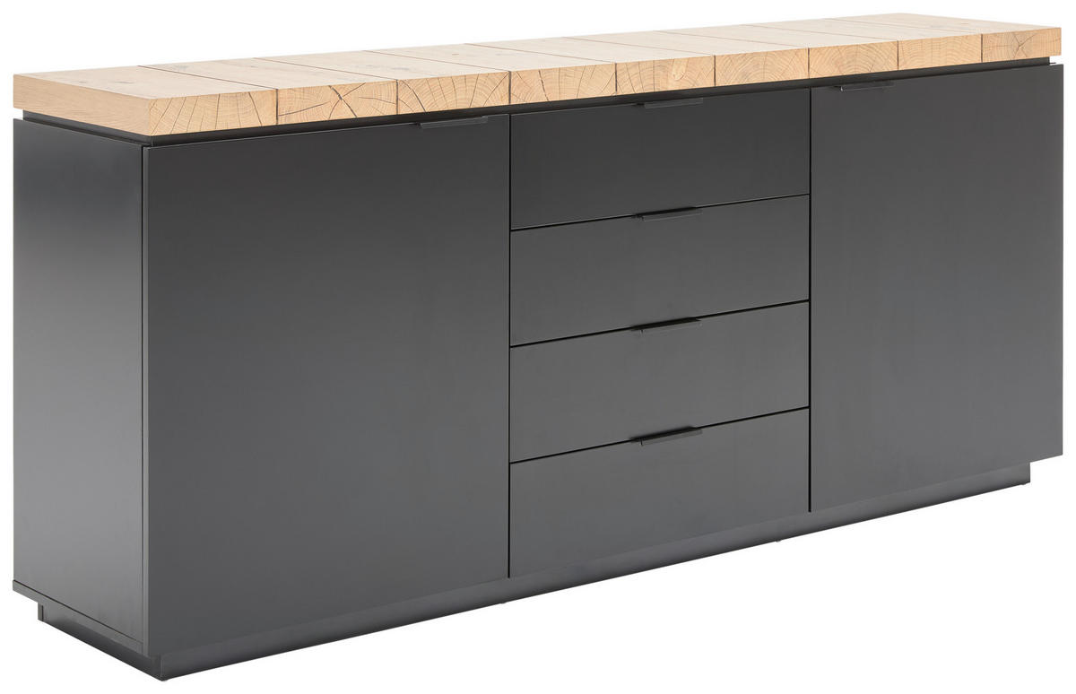 SIDEBOARD  in 180/80/40 cm  - Schwarz/Eiche Artisan, KONVENTIONELL, Holzwerkstoff/Metall (180/80/40cm) - Xora
