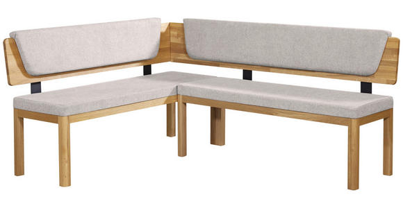 ECKBANK 155/195 cm Webstoff Eichefarben, Hellgrau Eiche vollmassiv   - Eichefarben/Hellgrau, KONVENTIONELL, Holz/Textil (155/195cm) - Linea Natura