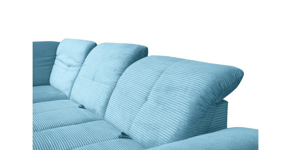 ECKSOFA in Cord Blau  - Blau/Schwarz, Design, Textil/Metall (242/313cm) - Xora