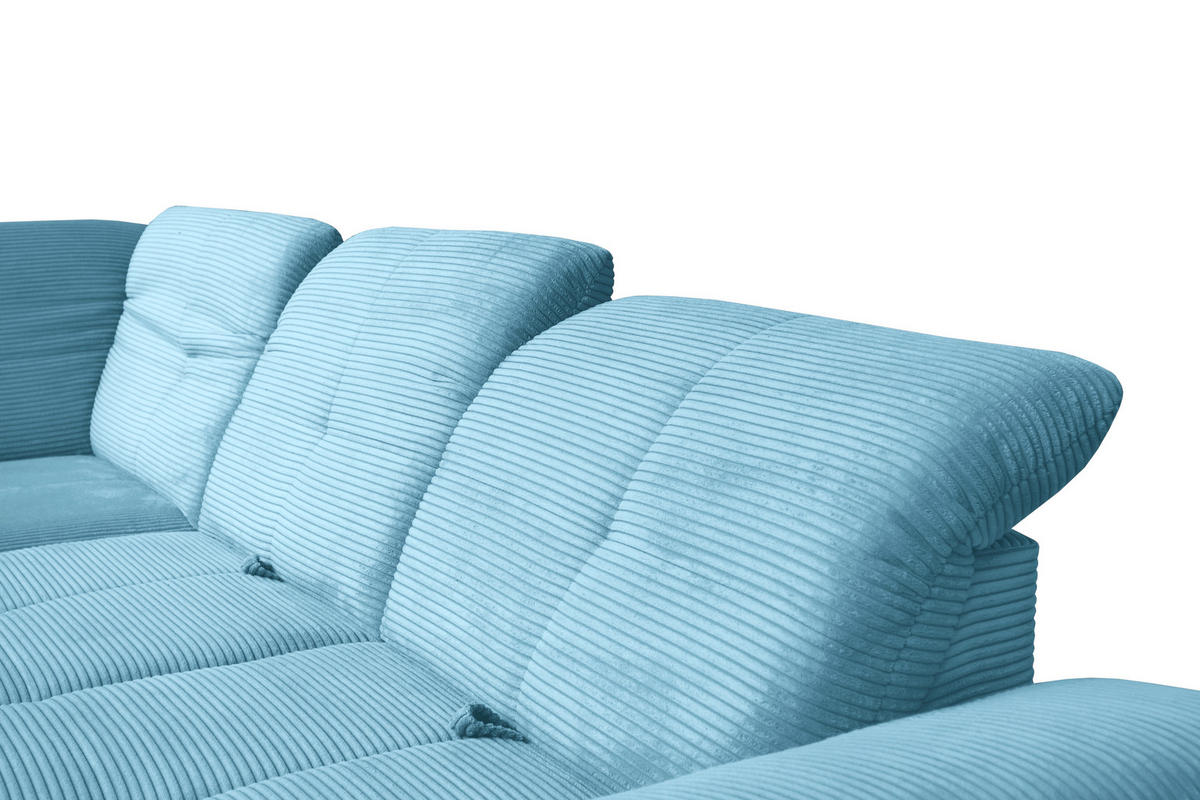 ECKSOFA in Cord Blau  - Blau/Schwarz, Design, Textil/Metall (242/313cm) - Xora