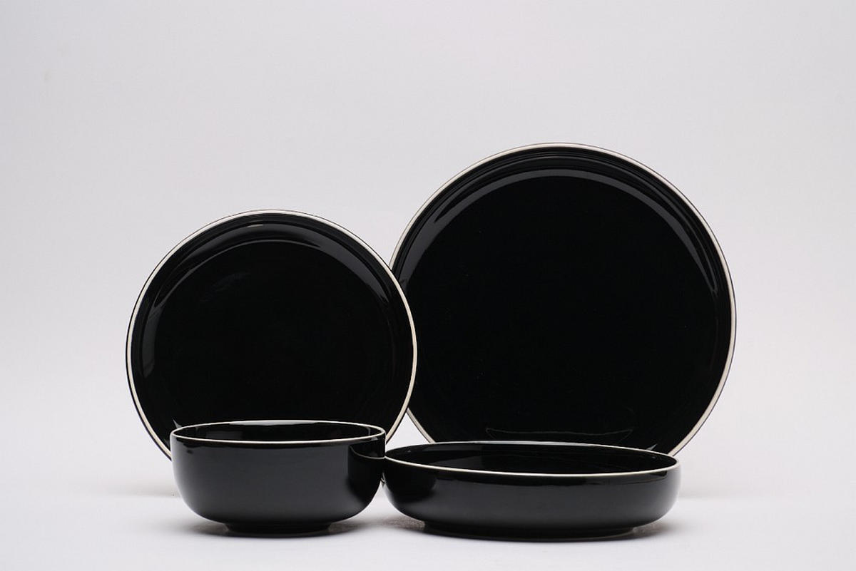 KOMBISERVICE Schwarz Bastia noro 16-teilig 4 Personen  - Schwarz, Trend, Keramik - Novel