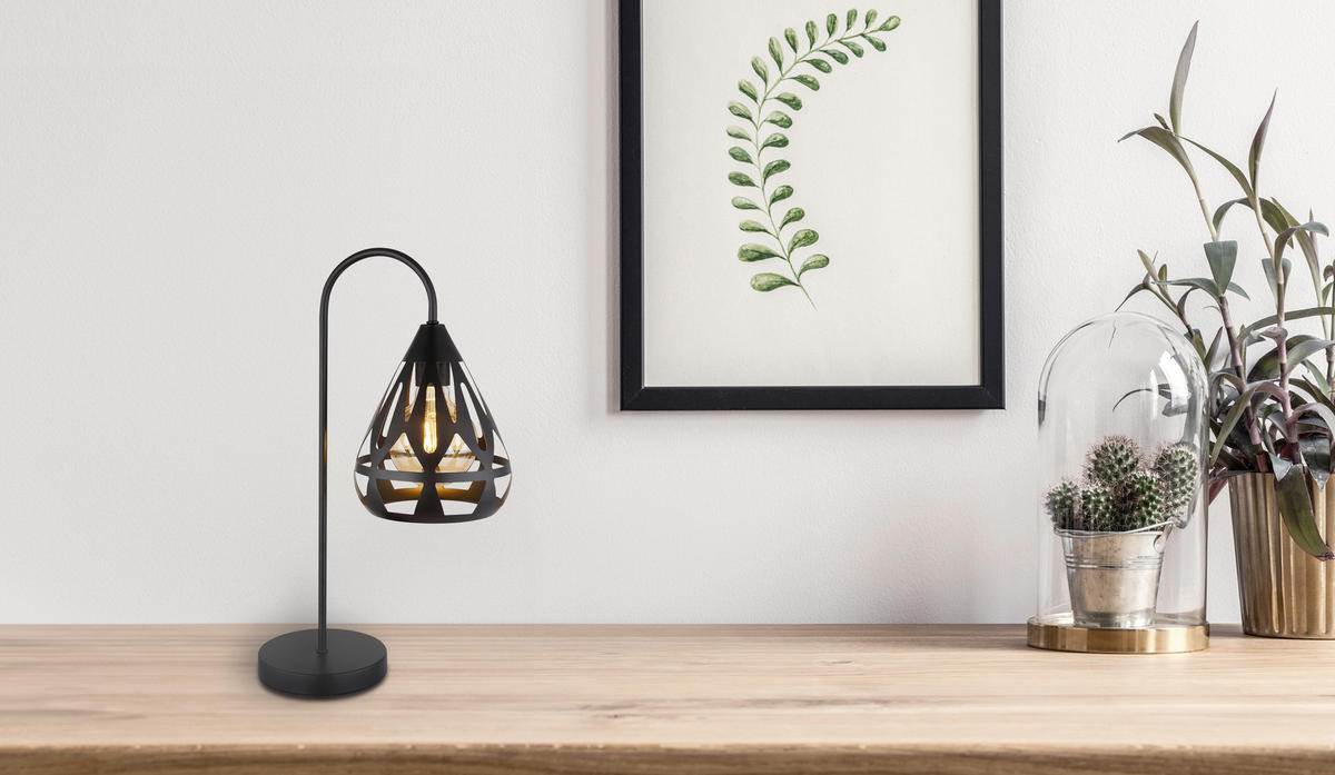 STOLNÍ LAMPA, E27, 28/17/48 cm - černá, Design, kov/plast (28/17/48cm) - Globo
