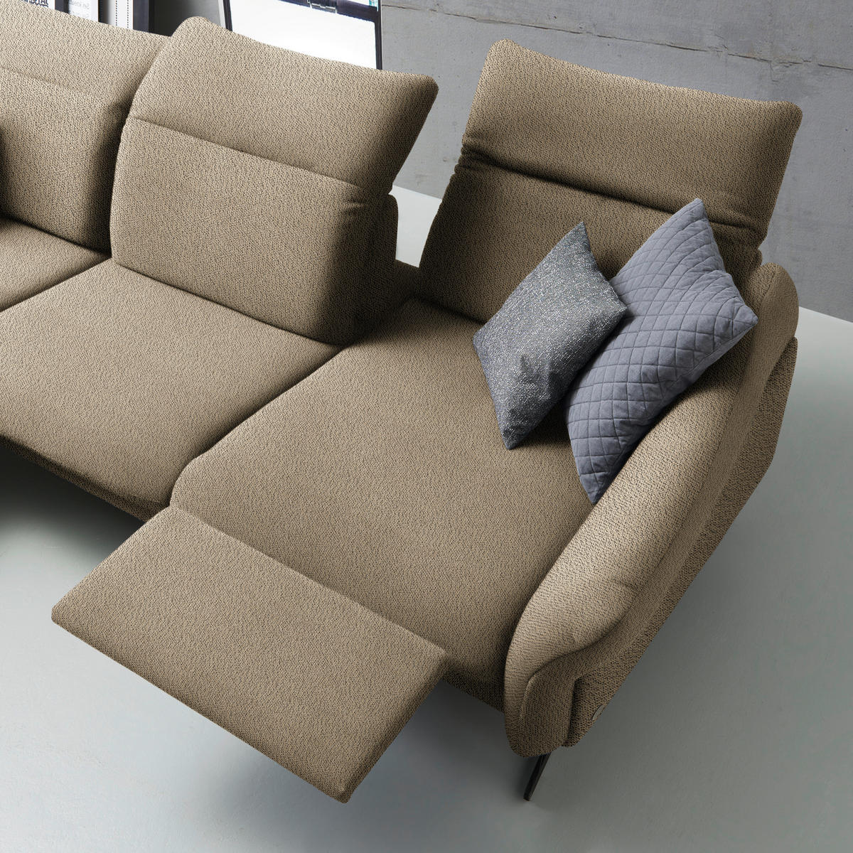 ECKSOFA in Webstoff Hellbraun  - Hellbraun/Anthrazit, Design, Textil/Metall (203/299cm) - Himolla