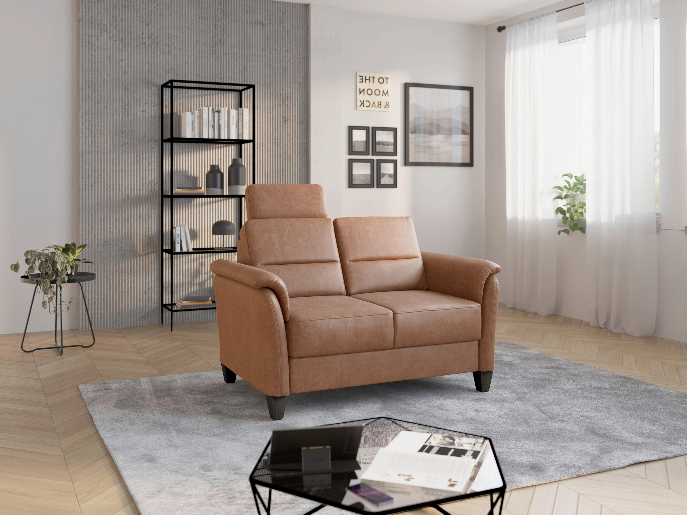 2-SITZER-SOFA Mikrofaser Cognac  - Wengefarben/Cognac, Konventionell, Holz/Textil (149/89/89cm) - Sit & More