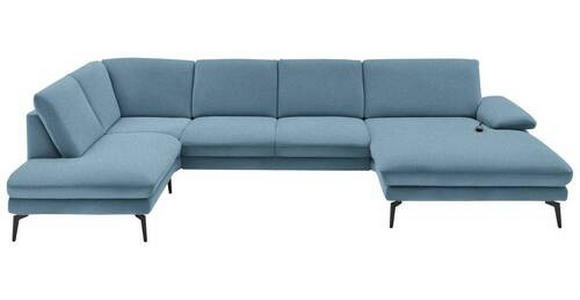 WOHNLANDSCHAFT in Webstoff Blau - Blau/Schwarz, Design, Textil/Metall (208/344/180cm) - Dieter Knoll