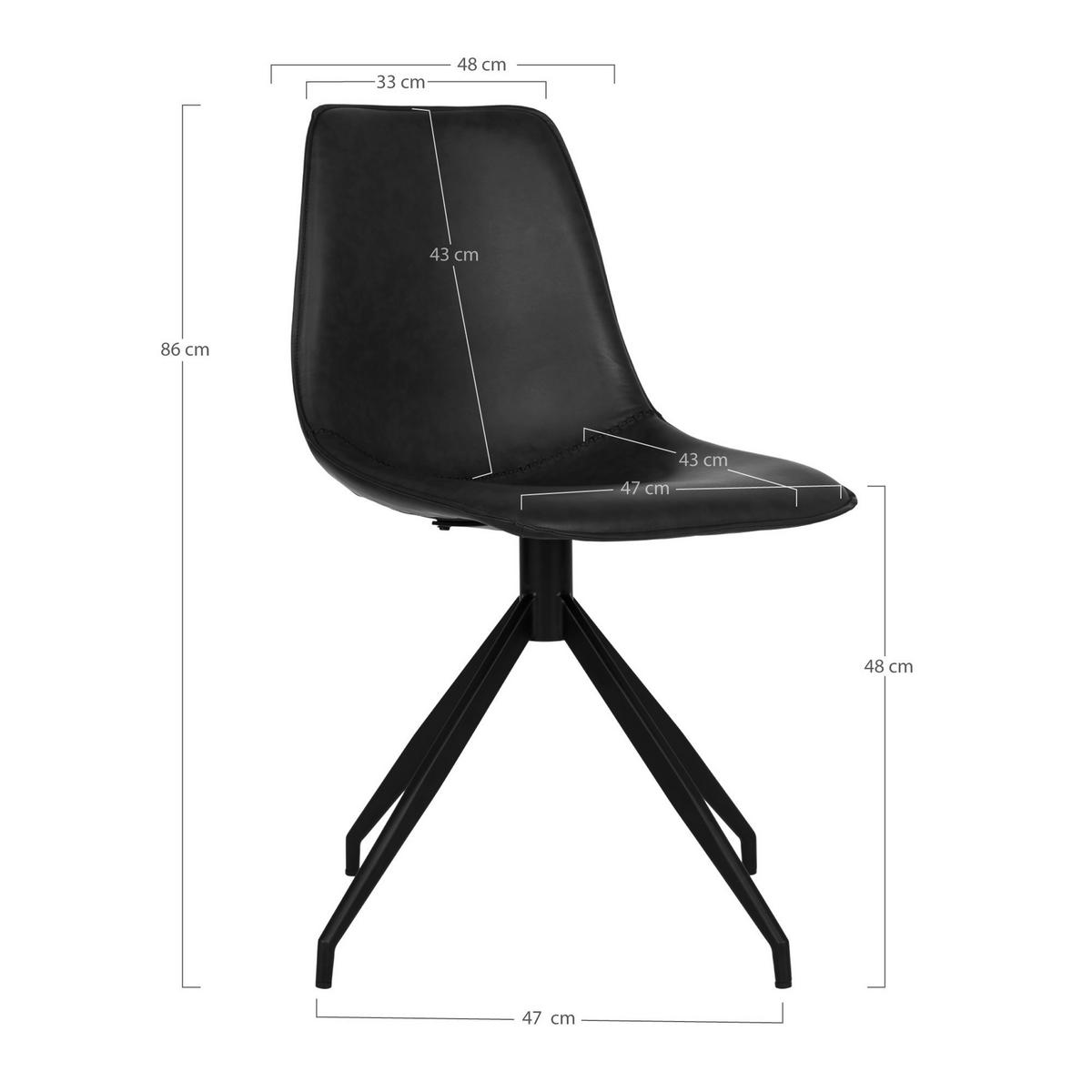 STOLSET 2 styck läderimitation  - svart, Modern, metall/textil (48/86/56cm) - MID.YOU