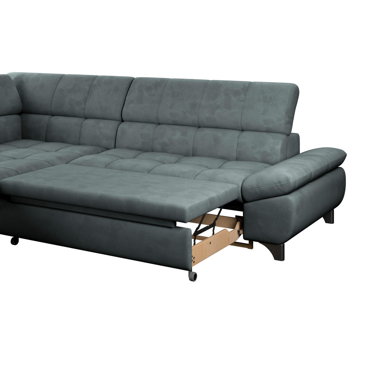 ECKSOFA Mintgrün Chenille  - Chromfarben/Mintgrün, KONVENTIONELL, Textil/Metall (234/312cm) - Livetastic