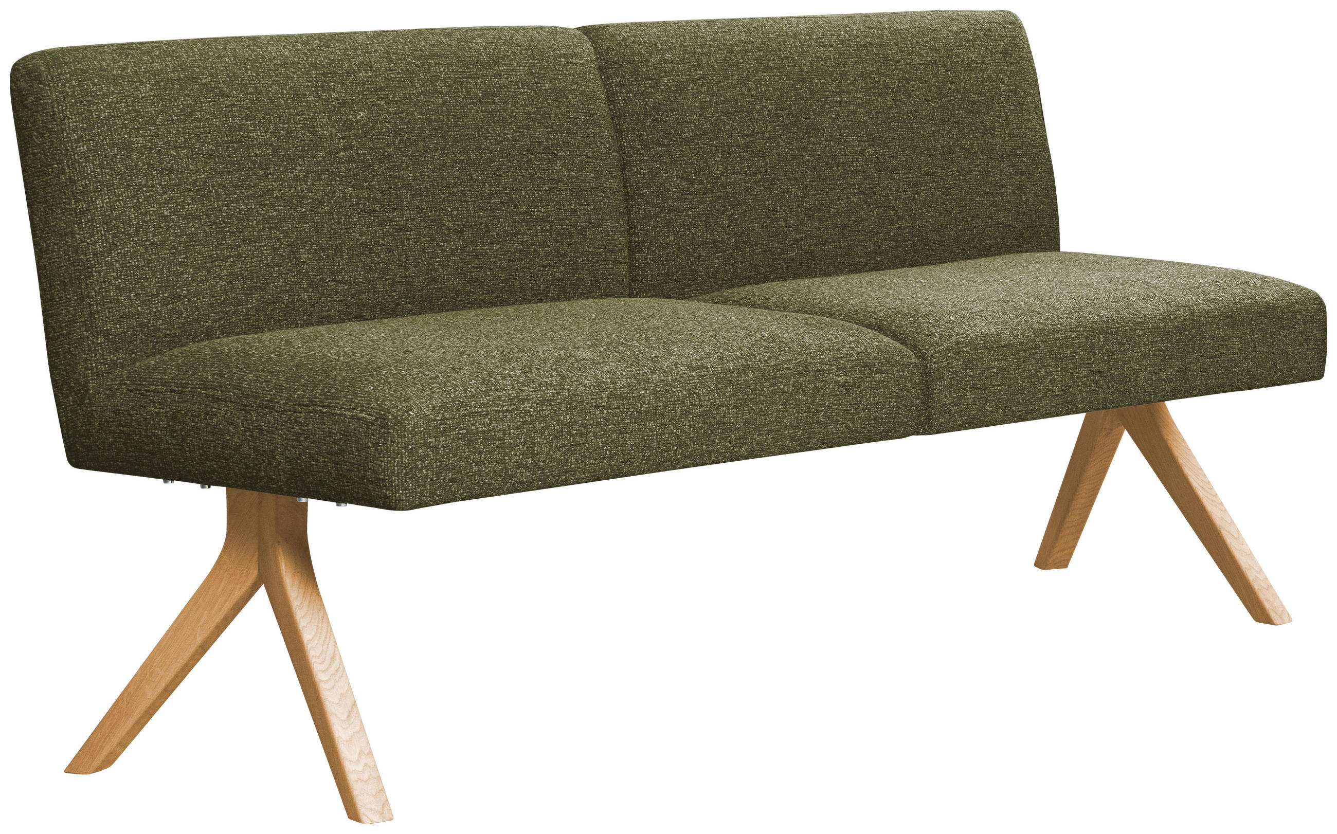 SITZBANK 160/85/69 cm Webstoff Grün Eiche vollmassiv  - Eichefarben/Grün, KONVENTIONELL, Holz/Textil (160/85/69cm) - Linea Natura
