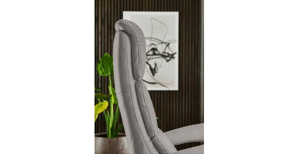 RELAXSESSEL in Leder Hellgrau  - Edelstahlfarben/Hellgrau, Design, Leder/Metall (76/119/86cm) - Dieter Knoll