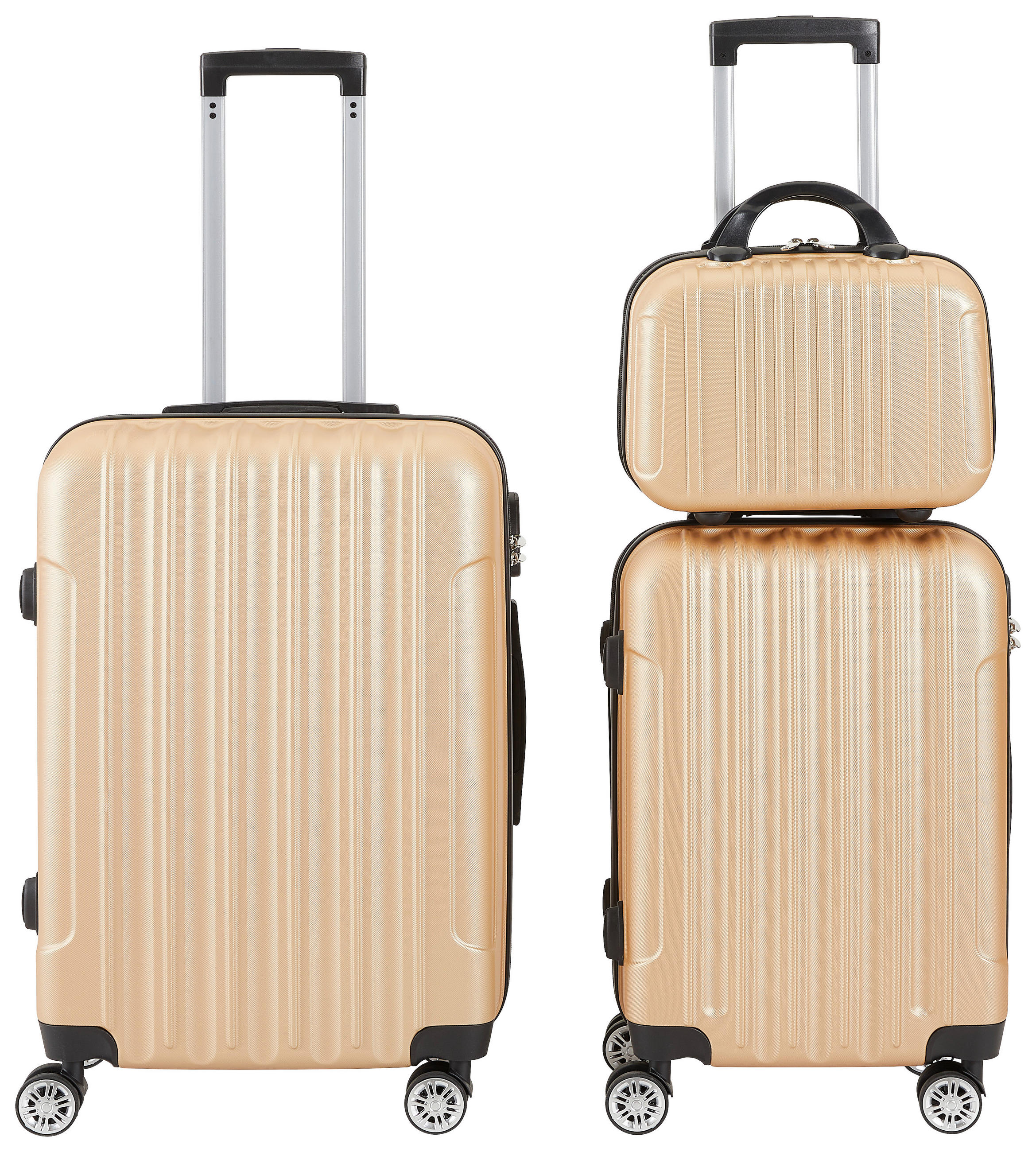 REISEKOFFERSET Goldfarben 3-teilig  - Goldfarben, Basics, Kunststoff/Metall - Novel