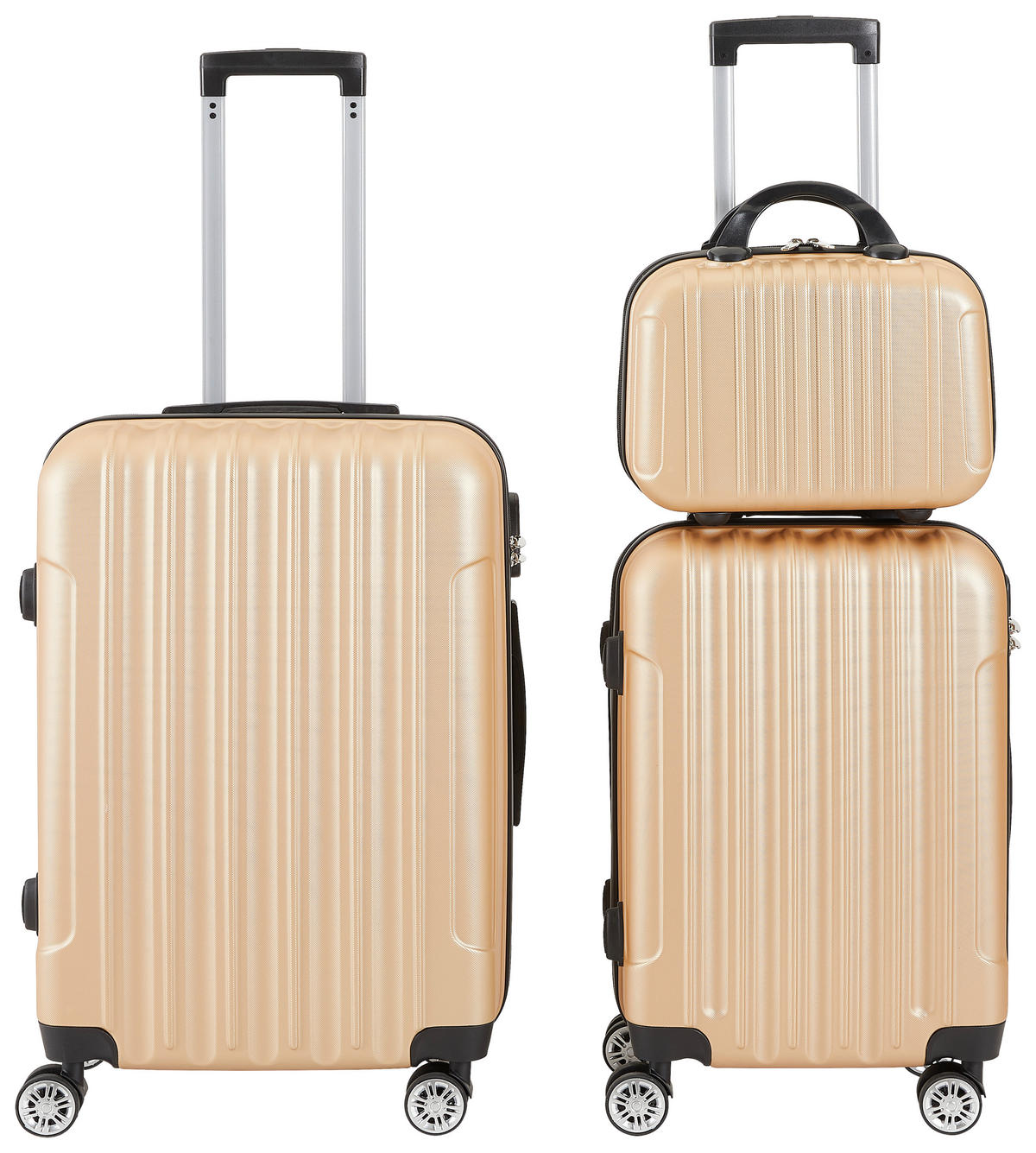 REISEKOFFERSET Goldfarben 3-teilig  - Goldfarben, Basics, Kunststoff/Metall - Novel