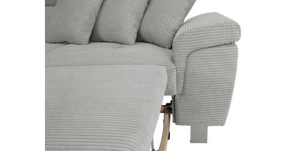 ECKSOFA inkl. Funktionen Grau Cord  - Silberfarben/Grau, Design, Textil/Metall (226/257cm) - Xora