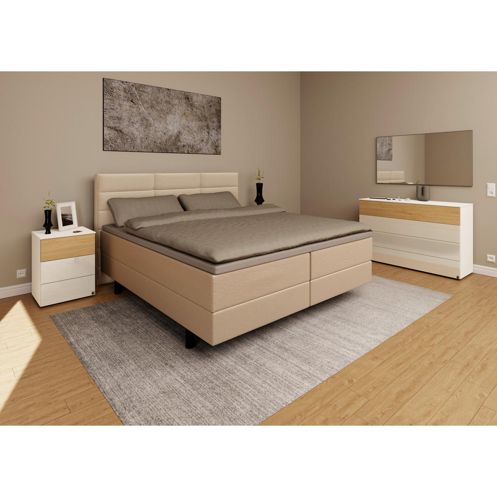 Thumbnail - Musterring Boxspringbett, Beige, Textil, H2, 7-Zonen, Höhe ca. 22 cm, 180x200 cm, Dgm, Über- und Sondergrößen erhältlich...