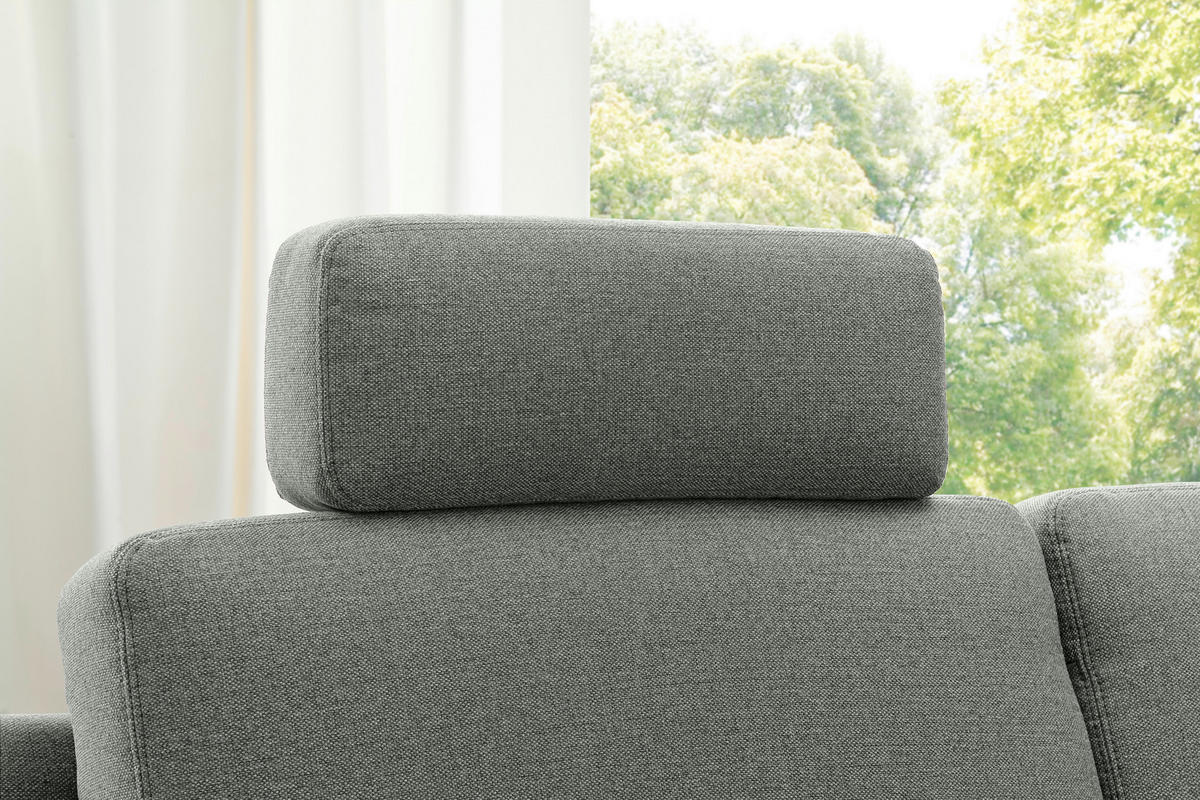 ECKSOFA in Flachgewebe Dunkelgrau  - Chromfarben/Dunkelgrau, Design, Textil (255/208cm) - Pure Home Comfort