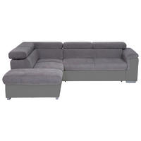 ECKSOFA Grau, Fango Chenille, Lederlook  - Fango/Grau, Basics, Holz/Textil (217/252cm) - MID.YOU