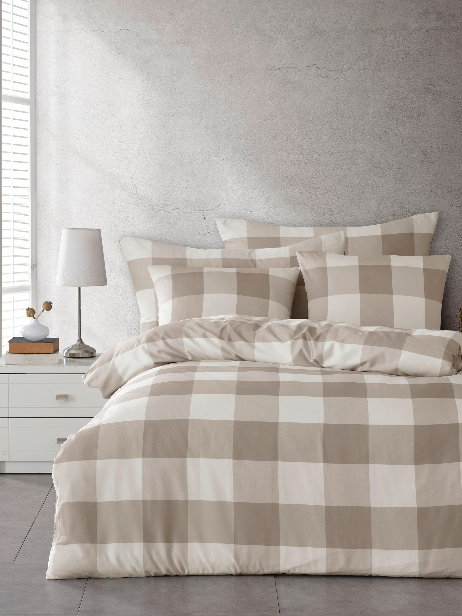 BETTWÄSCHESET Satin 160/210 cm  65 cm/100 cm  - Cappuccino, Basics, Textil (160/210cm) - Ambiente