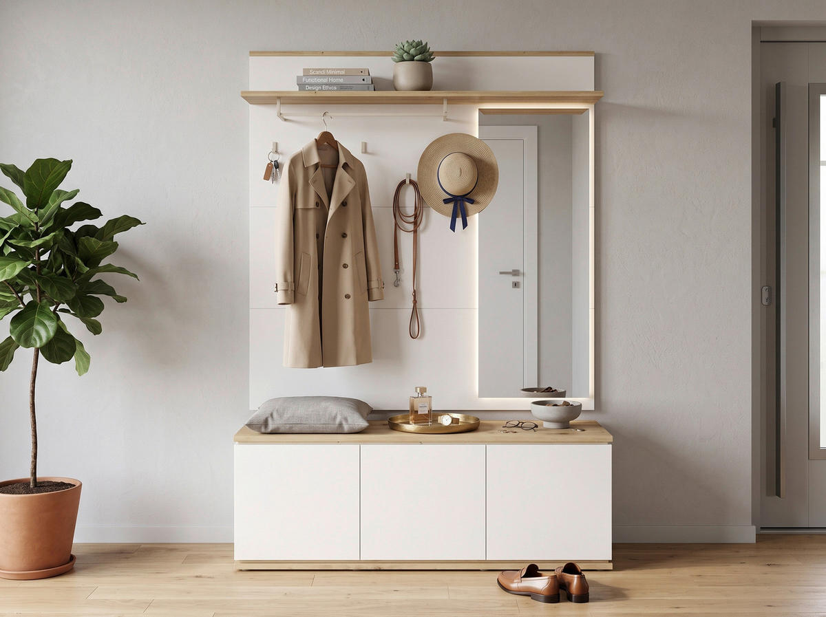 GARDEROBE  in 137,2/200/38 cm  - Weiß/Eiche Artisan, KONVENTIONELL, Holzwerkstoff (137,2/200/38cm) - Xora