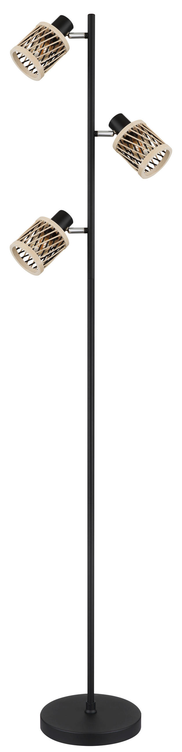 STEHLEUCHTE MALI 23/154 cm   - Schwarz/Naturfarben, KONVENTIONELL, Naturmaterialien/Kunststoff (23/154cm)