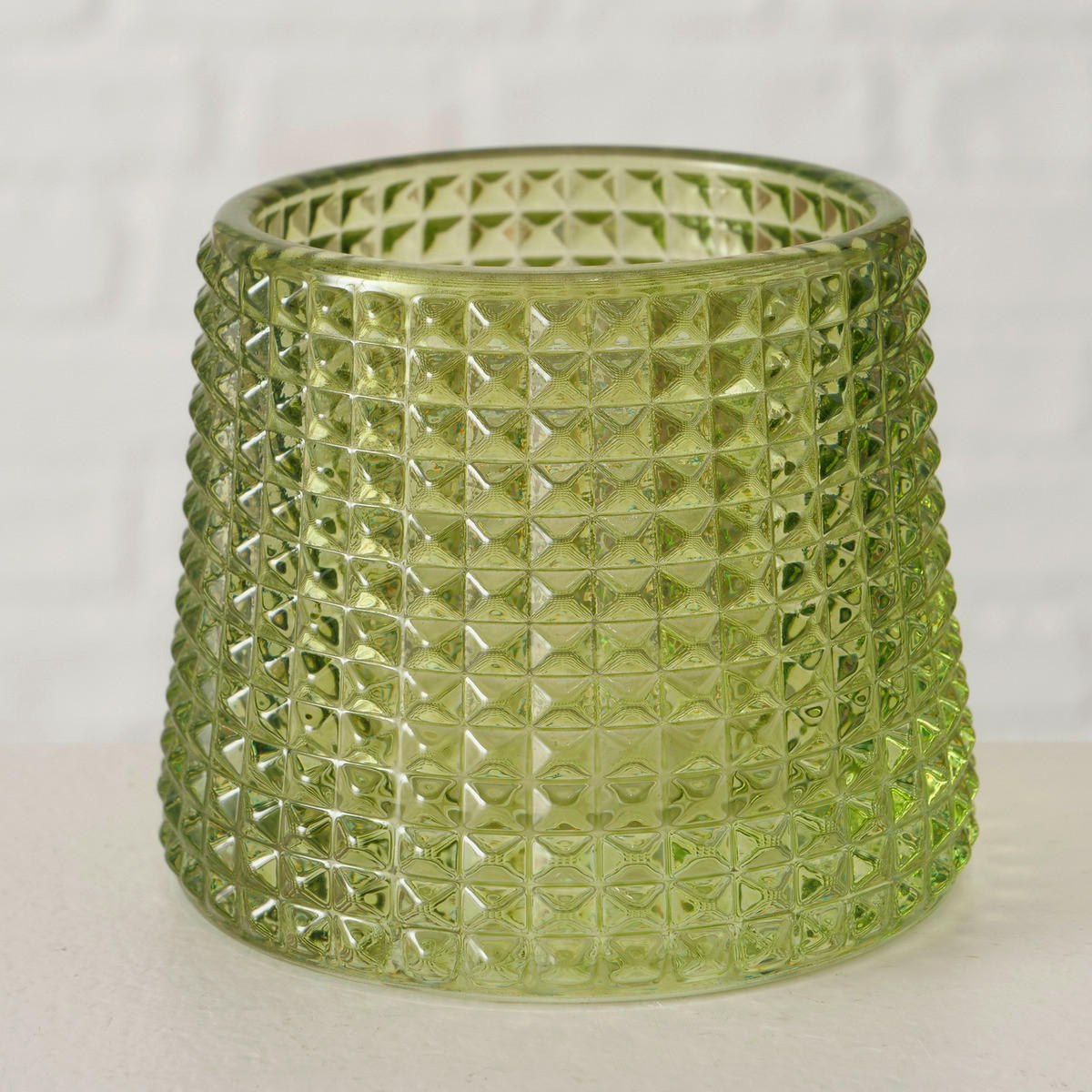 TEELICHTHALTER - Dunkelgrün/Hellgrün, Natur, Glas (8/7cm)