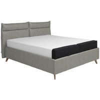 POLSTERBETT 180/200 cm  Hellgrau  - Graublau/Buchefarben, Konventionell, Holz/Textil (180/200cm) - Tempur