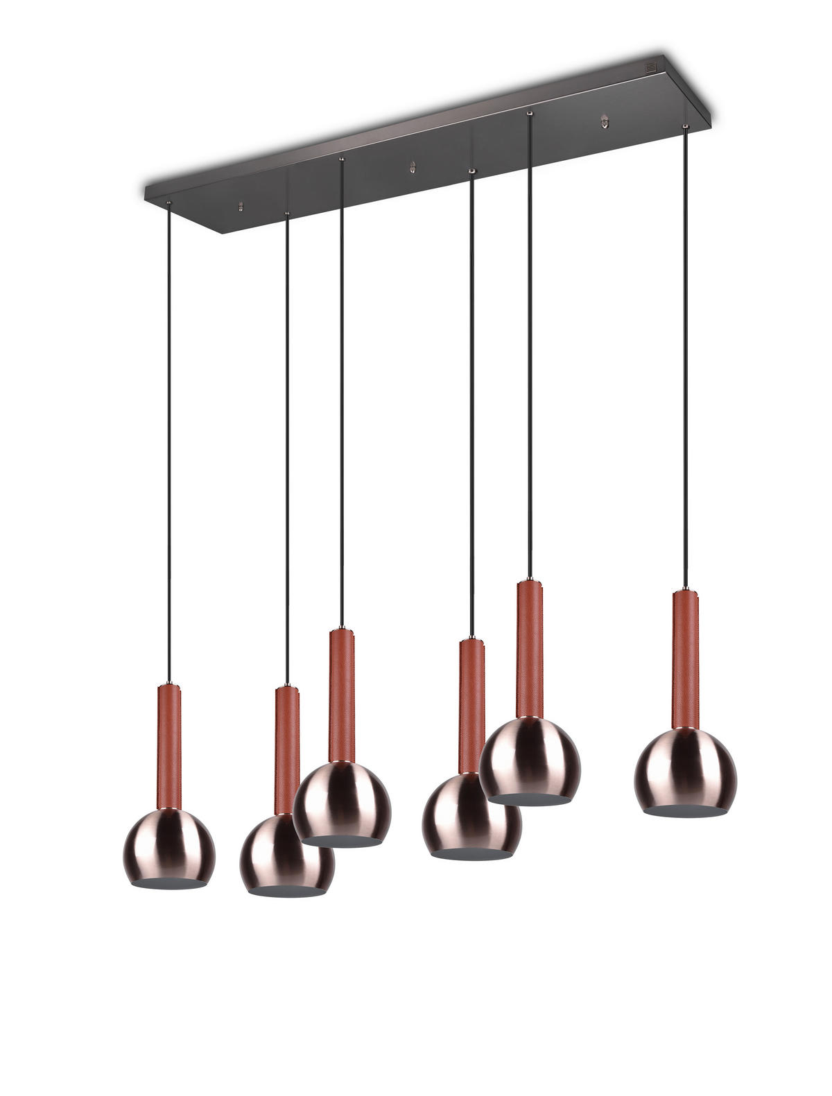 HÄNGELEUCHTE Ciliana 153/38/200 cm  - Braun/Nickelfarben, Design, Leder/Metall (153/38/200cm) - Trio Leuchten