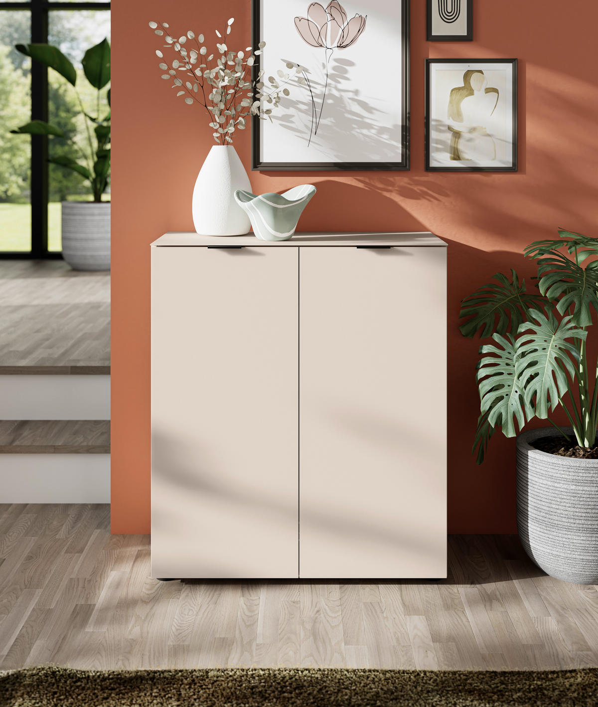 KOMMODE , 80/93/40 cm,  - Kaschmir/Schwarz, Basics, Glas/Holzwerkstoff (80/93/40cm) - Novel