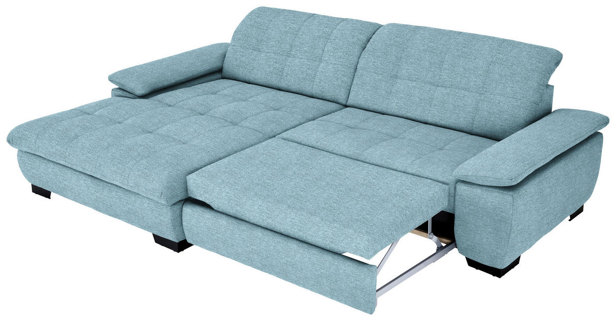 ECKSOFA in Webstoff Hellblau  180/265 cm  - Schwarz/Hellblau, Design, Textil/Metall (180/265cm) - Carryhome