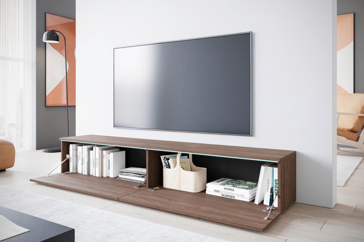 TV-SZEKRÉNY 180/30/33 cm  - diófa színű/szürke, Design, műanyag/faalapú anyag (180/30/33cm) - P & B