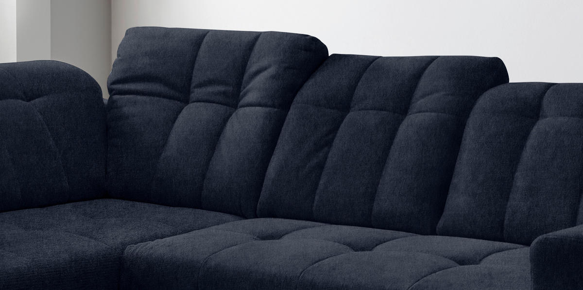 ECKSOFA in Mikrofaser Dunkelblau  200/261 cm  - Schwarz/Dunkelblau, MODERN, Textil/Metall (200/261cm) - Livetastic
