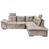 ECKSOFA in Mikrovelours Creme  - Creme/Schwarz, Konventionell, Kunststoff/Textil (265/217cm) - Carryhome