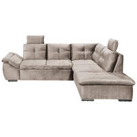 ECKSOFA in Mikrovelours Creme  - Creme/Schwarz, Konventionell, Kunststoff/Textil (265/217cm) - Carryhome